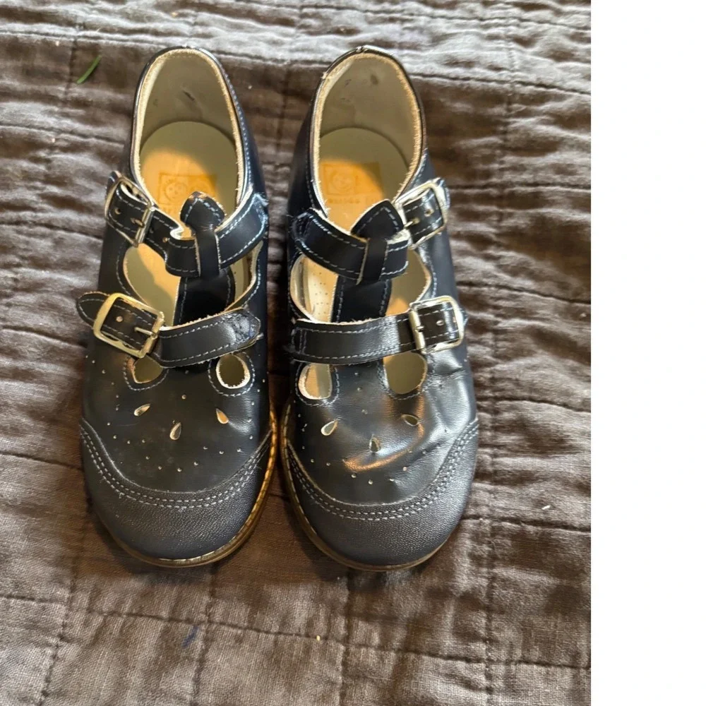 Stride Rite Mary Janes Leather‎ Shoes Buckle Strap Navy Blue Girls Size 7